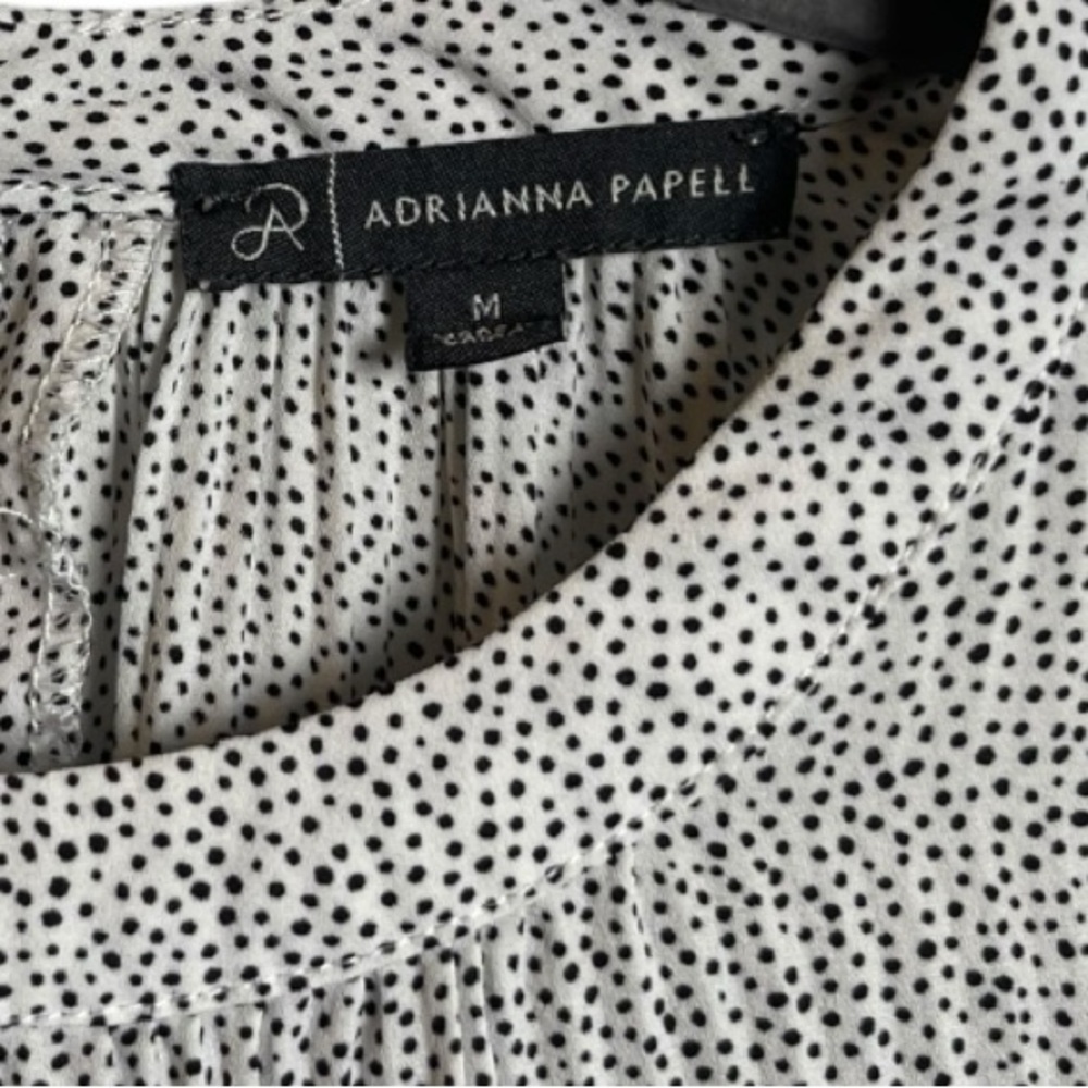 Adrianna Papell pleated Dalmatian print blouse sz M - Picture 4 of 9
